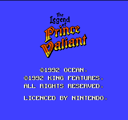 Legend of Prince Valiant, The (Europe) Title Screen
